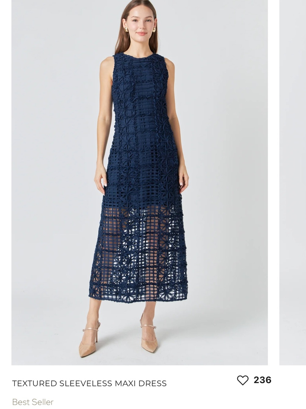 Endless Rose Navy Crochet Sleeveless Maxi Dress